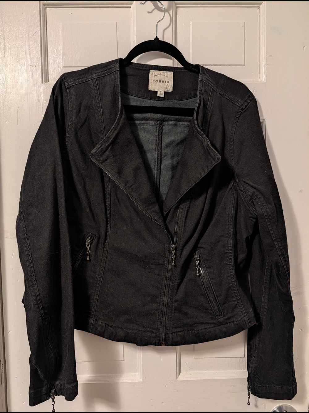 Torrid Black Moto-Style Denim Jacket